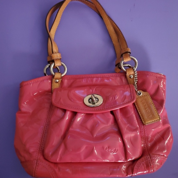 Coach pink parent leather shoulder bag - Picture 1 of 6